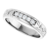 14K Gold Round Lab-Grown Diamond Accented Floral Band - 1/6-1/3 CTW - White Gold - view 5