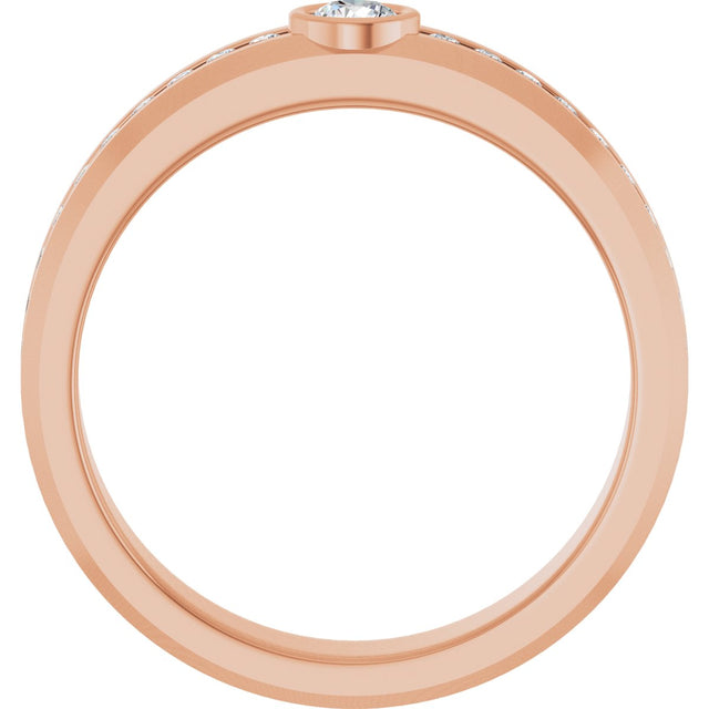14K Gold Round Lab-Grown Diamond Accented Band - 3.4mm Stones - Rose Gold - view 2