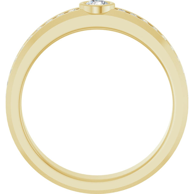 14K Gold Round Lab-Grown Diamond Accented Band - 3.4mm Stones - Yellow Gold - view 2