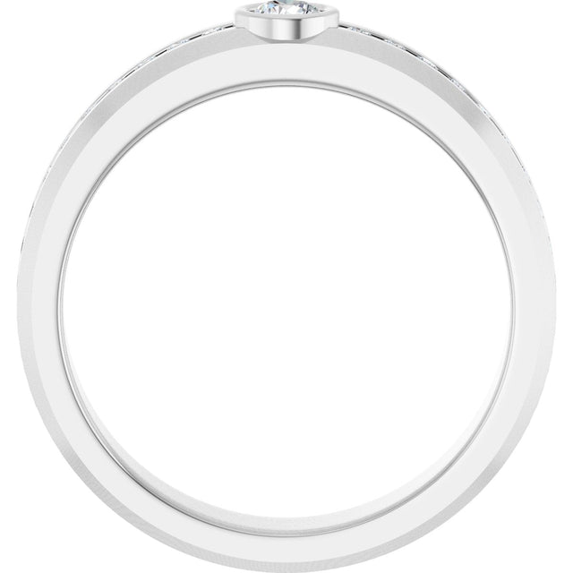 14K Gold Round Lab-Grown Diamond Accented Band - 3.4mm Stones - White Gold - view 2