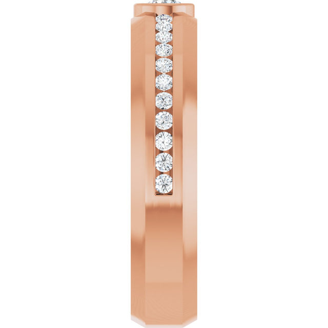 14K Gold Round Lab-Grown Diamond Accented Band - 3.4mm Stones - Rose Gold - view 4