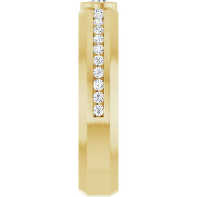 14K Gold Round Lab-Grown Diamond Accented Band - 3.4mm Stones - Yellow Gold - view 4