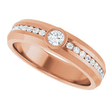 14K Gold Round Lab-Grown Diamond Accented Band - 3.4mm Stones - Rose Gold - view 5