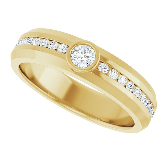 14K Gold Round Lab-Grown Diamond Accented Band - 3.4mm Stones - Yellow Gold - view 5