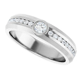 14K Gold Round Lab-Grown Diamond Accented Band - 3.4mm Stones - White Gold - view 5