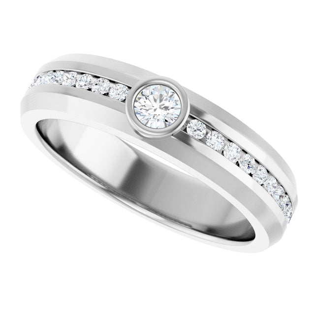 14K Gold Round Lab-Grown Diamond Accented Band - 3.4mm Stones - White Gold - view 5