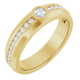 14K Gold Round Lab-Grown Diamond Accented Band - 3.4mm Stones - Yellow Gold
