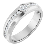 14K Gold Round Lab-Grown Diamond Accented Band - 3.4mm Stones - White Gold