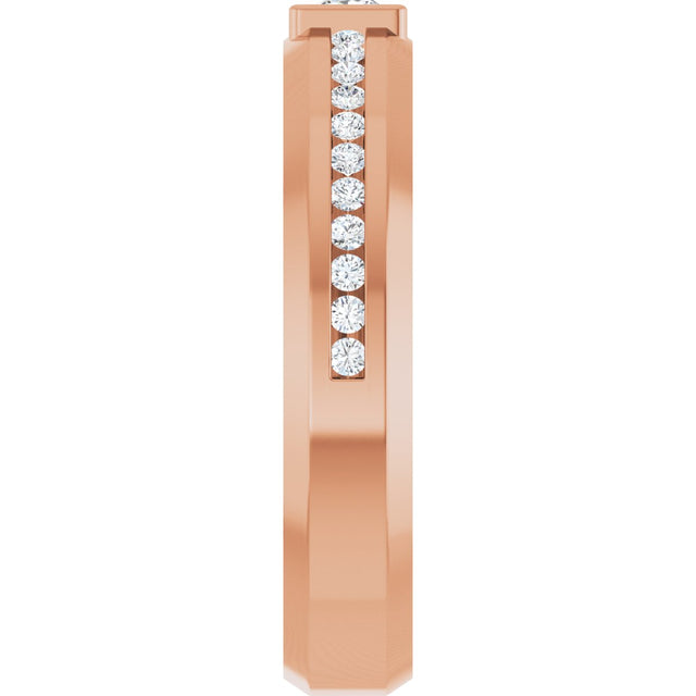 14K Gold Square Lab-Grown Diamond Accented Band - 3x3mm Stones - Rose Gold - view 4