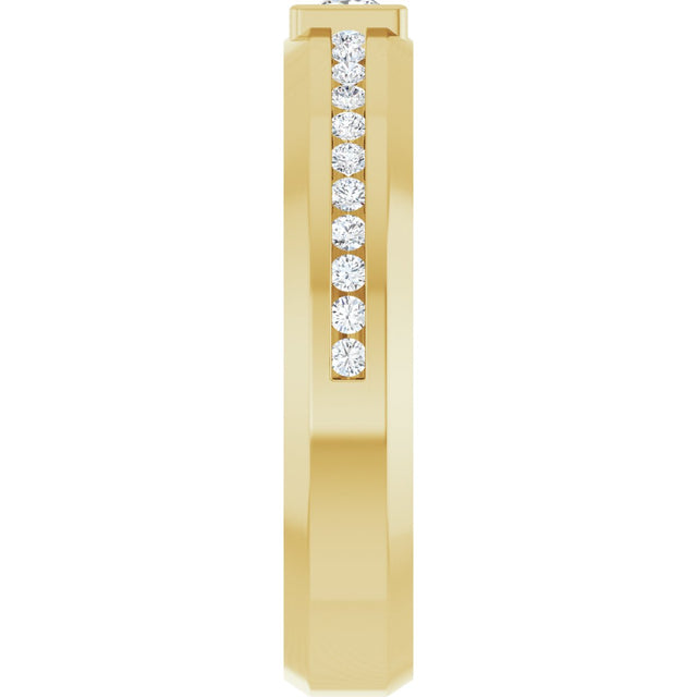14K Gold Square Lab-Grown Diamond Accented Band - 3x3mm Stones - Yellow Gold - view 4