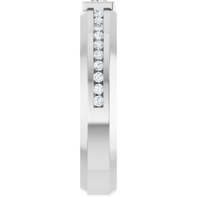 14K Gold Square Lab-Grown Diamond Accented Band - 3x3mm Stones - White Gold - view 4