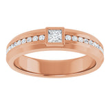 14K Gold Square Lab-Grown Diamond Accented Band - 3x3mm Stones - Rose Gold - view 3