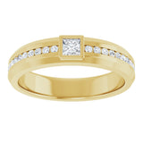 14K Gold Square Lab-Grown Diamond Accented Band - 3x3mm Stones - Yellow Gold - view 3