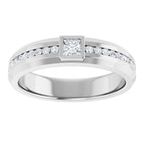 14K Gold Square Lab-Grown Diamond Accented Band - 3x3mm Stones - White Gold - view 3