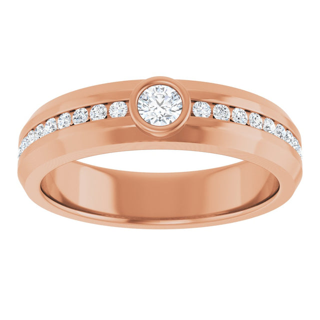 14K Gold Round Lab-Grown Diamond Accented Band - 3.4mm Stones - Rose Gold - view 3