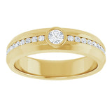 14K Gold Round Lab-Grown Diamond Accented Band - 3.4mm Stones - Yellow Gold - view 3