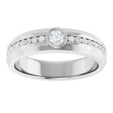 14K Gold Round Lab-Grown Diamond Accented Band - 3.4mm Stones - White Gold - view 3