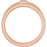 14K Gold Square Lab-Grown Diamond Accented Band - 3x3mm Stones - Rose Gold - view 2