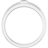 14K Gold Square Lab-Grown Diamond Accented Band - 3x3mm Stones - White Gold - view 2