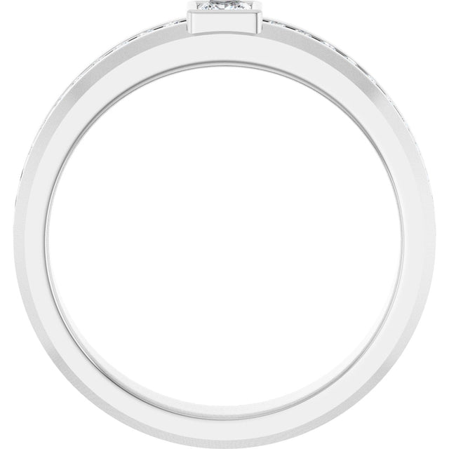 14K Gold Square Lab-Grown Diamond Accented Band - 3x3mm Stones - White Gold - view 2