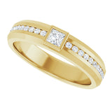 14K Gold Square Lab-Grown Diamond Accented Band - 3x3mm Stones - Yellow Gold - view 5
