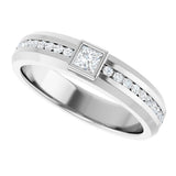 14K Gold Square Lab-Grown Diamond Accented Band - 3x3mm Stones - White Gold - view 5
