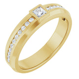 14K Gold Square Lab-Grown Diamond Accented Band - 3x3mm Stones - Yellow Gold