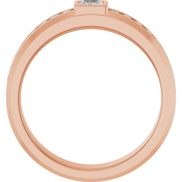 14K Gold Square Lab-Grown Diamond Accented Band - 3.5x3.5mm Stones - Rose Gold - view 2