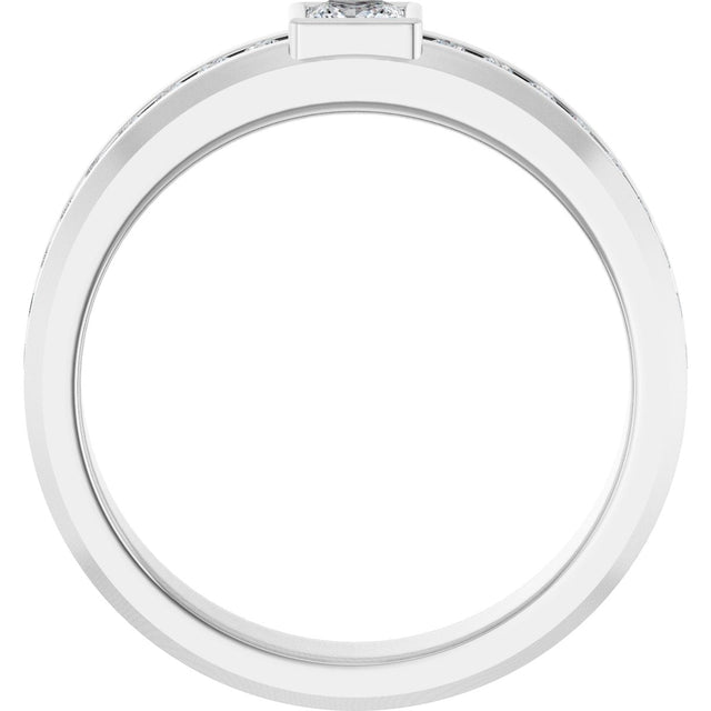 Platinum Square Lab-Grown Diamond Accented Band - 3.5x3.5mm Stones - view 2