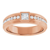 14K Gold Square Lab-Grown Diamond Accented Band - 3.5x3.5mm Stones - Rose Gold - view 3