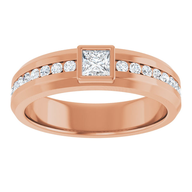 14K Gold Square Lab-Grown Diamond Accented Band - 3.5x3.5mm Stones - Rose Gold - view 3