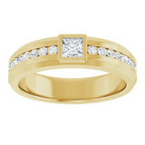 14K Gold Square Lab-Grown Diamond Accented Band - 3.5x3.5mm Stones - Yellow Gold - view 3