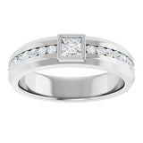 14K Gold Square Lab-Grown Diamond Accented Band - 3.5x3.5mm Stones - White Gold - view 3
