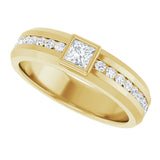 14K Gold Square Lab-Grown Diamond Accented Band - 3.5x3.5mm Stones - Yellow Gold - view 5