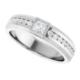 Platinum Square Lab-Grown Diamond Accented Band - 3.5x3.5mm Stones - view 5