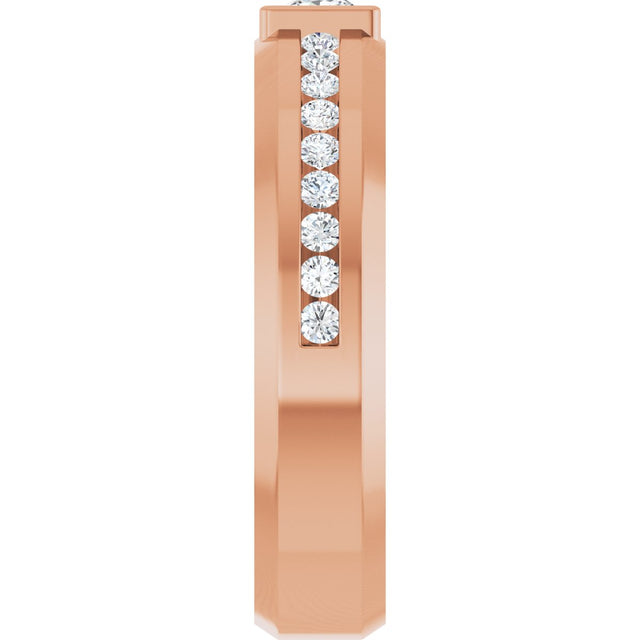 14K Gold Square Lab-Grown Diamond Accented Band - 3.5x3.5mm Stones - Rose Gold - view 4