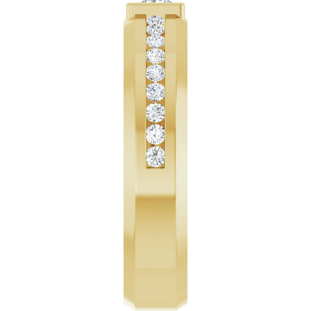 14K Gold Square Lab-Grown Diamond Accented Band - 3.5x3.5mm Stones - Yellow Gold - view 4