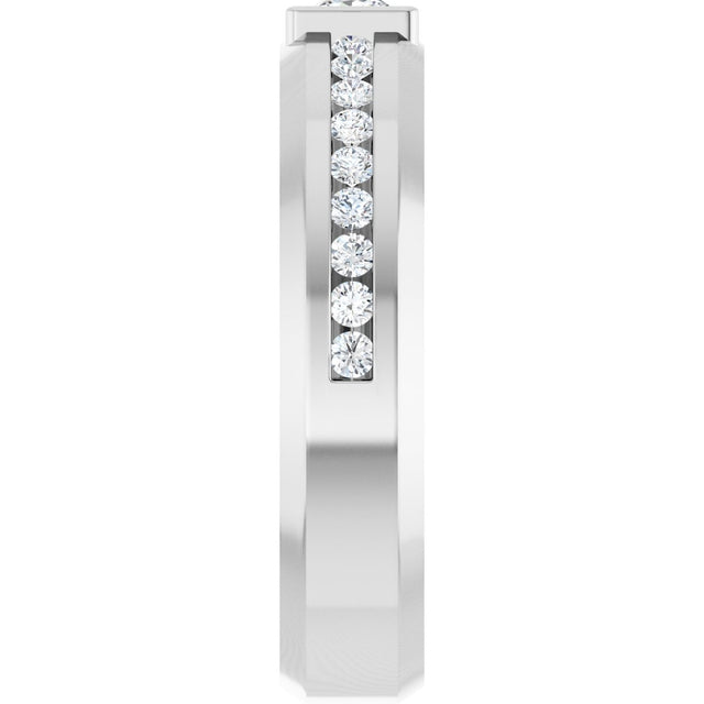 14K Gold Square Lab-Grown Diamond Accented Band - 3.5x3.5mm Stones - White Gold - view 4
