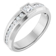Platinum Square Lab-Grown Diamond Accented Band - 3.5x3.5mm Stones
