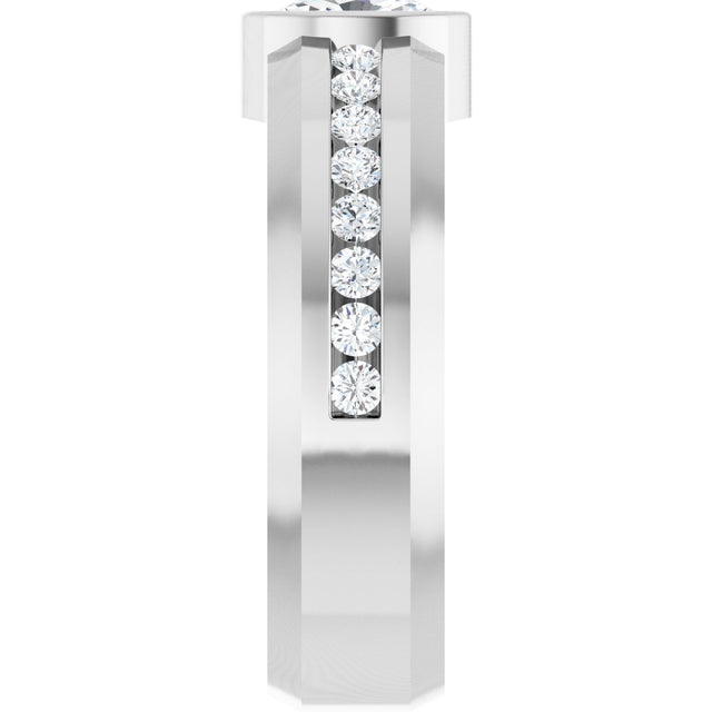 14K Gold Oval Lab-Grown Diamond Accented Band - 7x5mm Stones - White Gold - view 4
