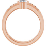 14K Gold Oval Lab-Grown Diamond Accented Band - 7x5mm Stones - Rose Gold - view 2
