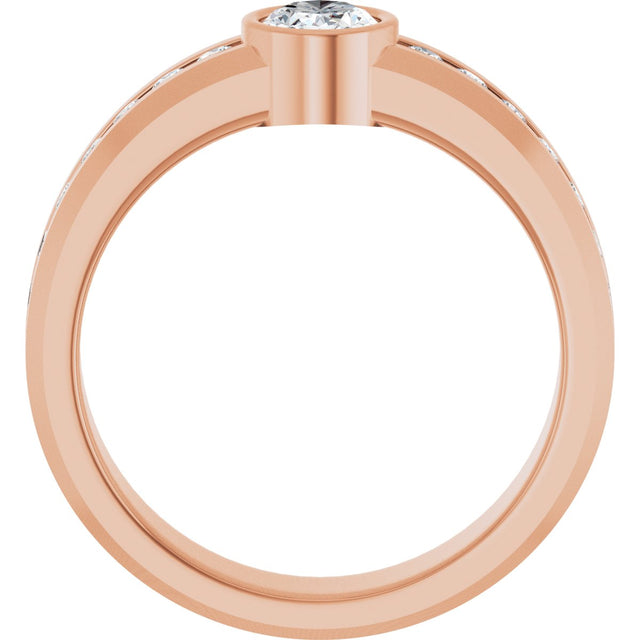 14K Gold Oval Lab-Grown Diamond Accented Band - 7x5mm Stones - Rose Gold - view 2