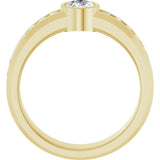 14K Gold Oval Lab-Grown Diamond Accented Band - 7x5mm Stones - Yellow Gold - view 2