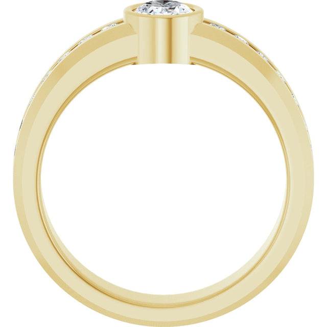 14K Gold Oval Lab-Grown Diamond Accented Band - 7x5mm Stones - Yellow Gold - view 2
