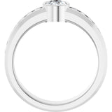 14K Gold Oval Lab-Grown Diamond Accented Band - 7x5mm Stones - White Gold - view 2