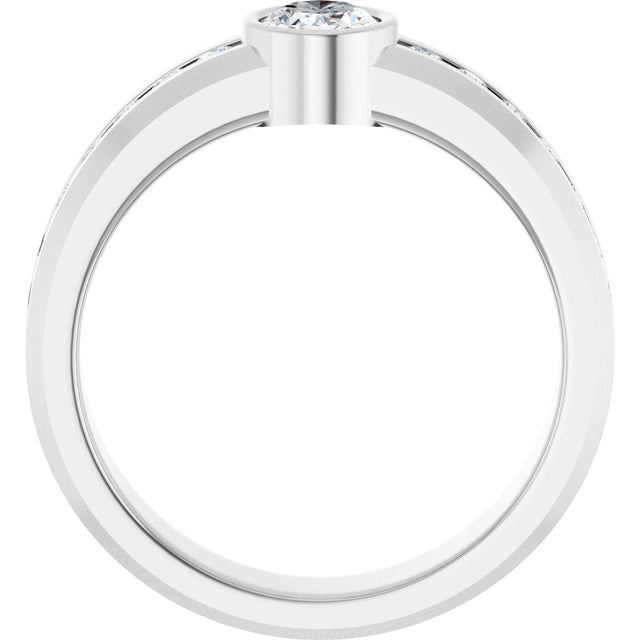 14K Gold Oval Lab-Grown Diamond Accented Band - 7x5mm Stones - White Gold - view 2