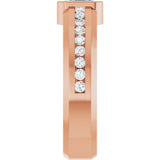 14K Gold Emerald Lab-Grown Diamond Accented Band - 6x4mm Stones - Rose Gold - view 4
