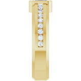 14K Gold Emerald Lab-Grown Diamond Accented Band - 6x4mm Stones - Yellow Gold - view 4