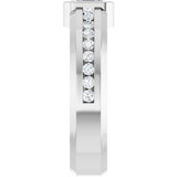 Platinum Emerald Lab-Grown Diamond Accented Band - 6x4mm Stones - view 4