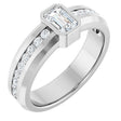 Platinum Emerald Lab-Grown Diamond Accented Band - 6x4mm Stones